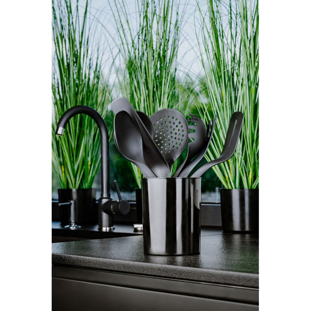 Tacar de 5 uirlis cistine + coimeádán 15 cm dubh Practic Handy