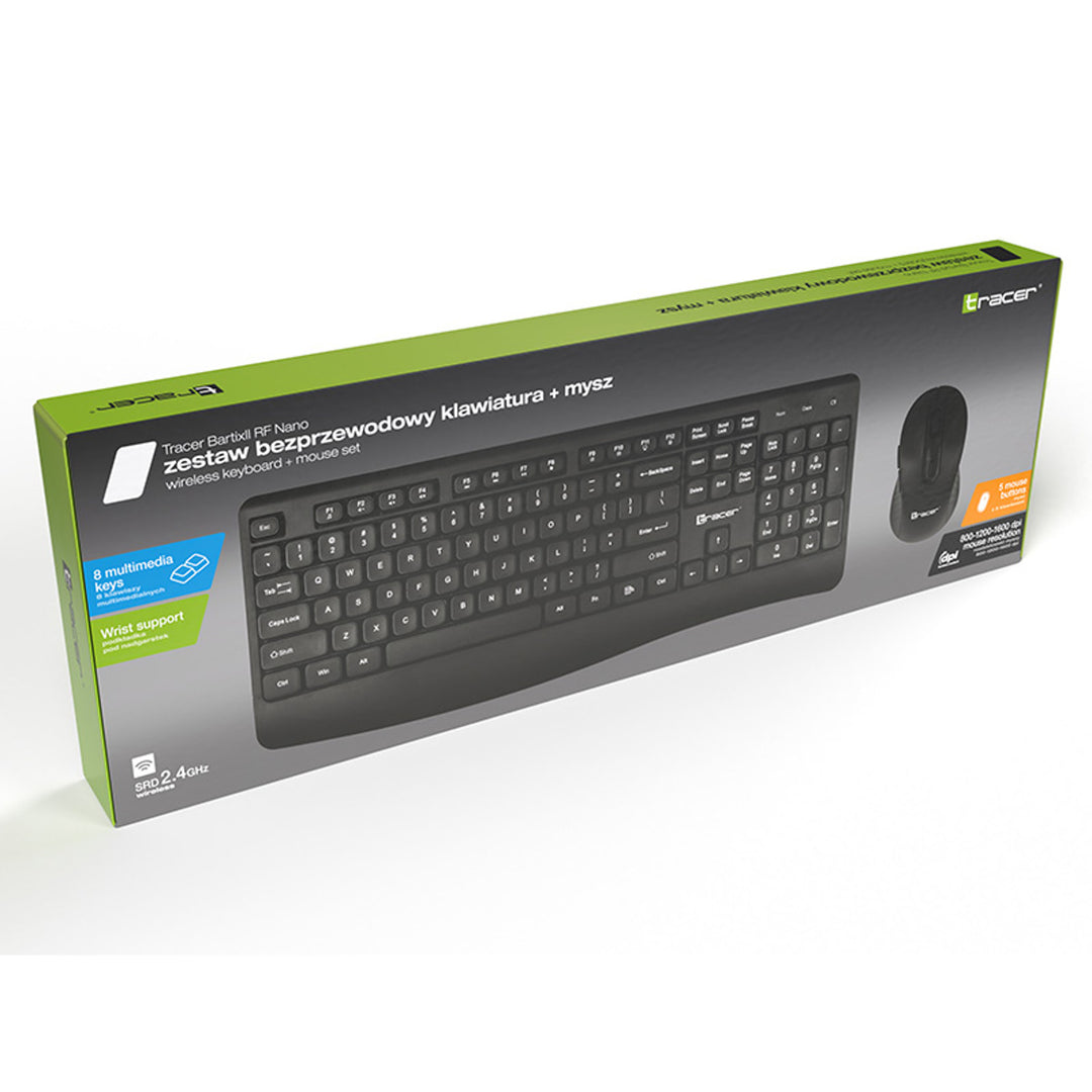 Tracer keyboard + mouse set, wireless, optical sensor, membrane keyboard, BARTIX II RF NANO