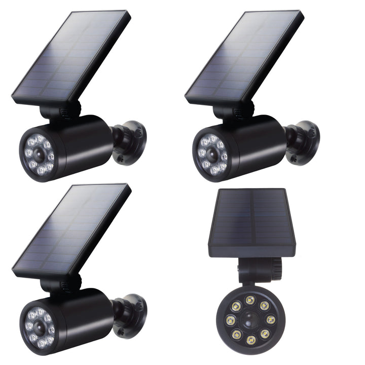 Solar Dummy Camera, Flashing LED, Motion Sensor, LED Lighting, Free Sticker, SOL1801S, 4 Pieces Set