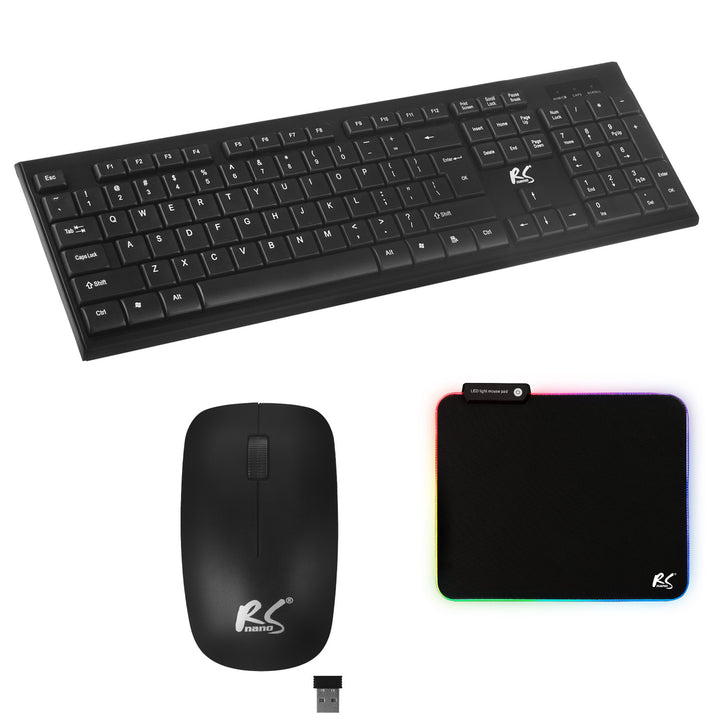 COMBO NanoRS Wireless Keyboard + Computer Mouse, RS580 + Mouse Pad Set