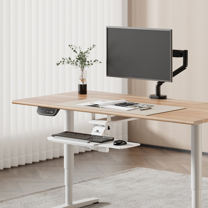Maclean under-desk keyboard holder, adjustable, max. 5kg, white, MC-156 W