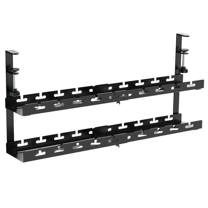 Maclean under-desk cable organizer, max. load 5kg, max. 728mm, 2 levels, black, MC-102 B