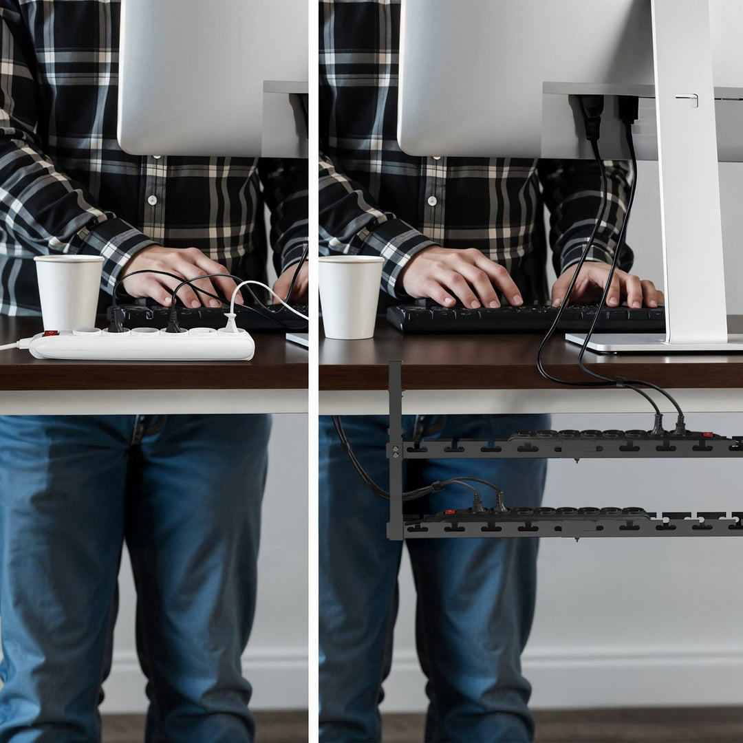 Maclean under-desk cable organizer, max. load 5kg, max. 728mm, 2 levels, black, MC-102 B