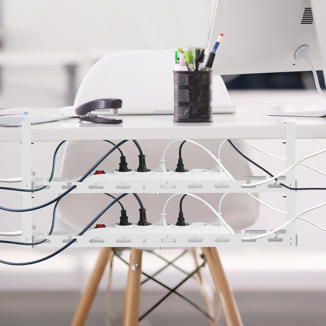 Eagróir cábla faoi dheasc Maclean, ualach uasta 5kg, uasmhéid 728mm, 2 leibhéal, bán, MC-102 W