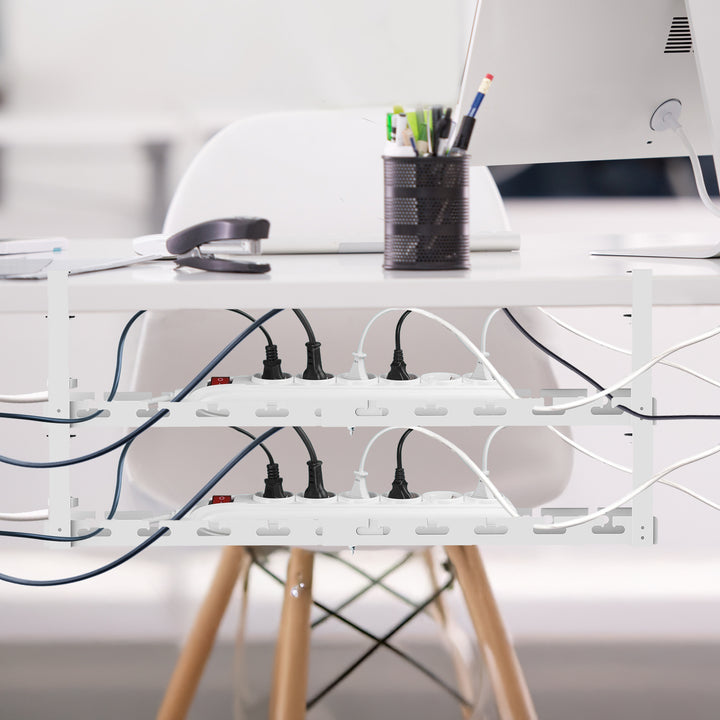 Eagróir cábla faoi dheasc Maclean, ualach uasta 5kg, uasmhéid 728mm, 2 leibhéal, bán, MC-102 W