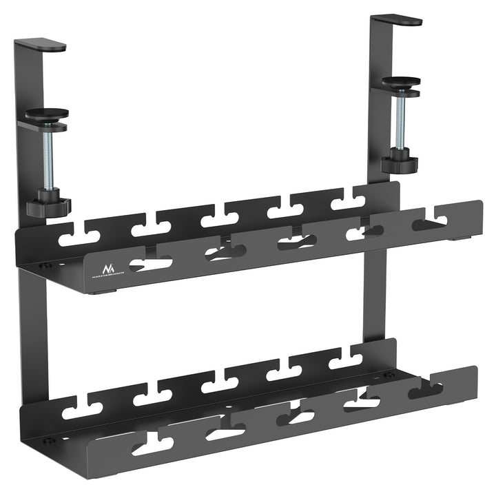 Maclean under-desk cable organizer, max load 5kg, 2 levels, black, MC-104 B