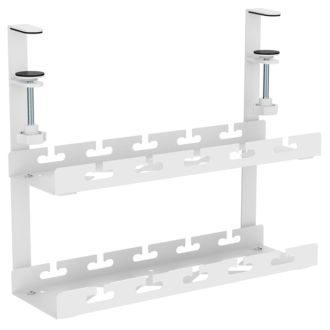 Maclean under-desk cable organizer, max. load 5kg, 2 levels, white, MC-104 W