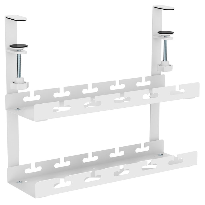 Maclean under-desk cable organizer, max. load 5kg, 2 levels, white, MC-104 W