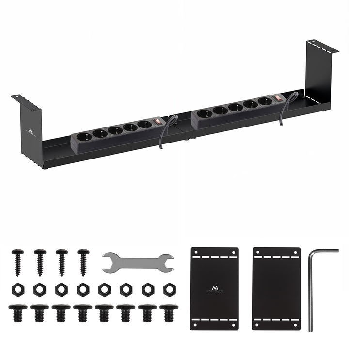 Maclean compact under-desk cable organizer, max load 5kg, black, MC-107 B