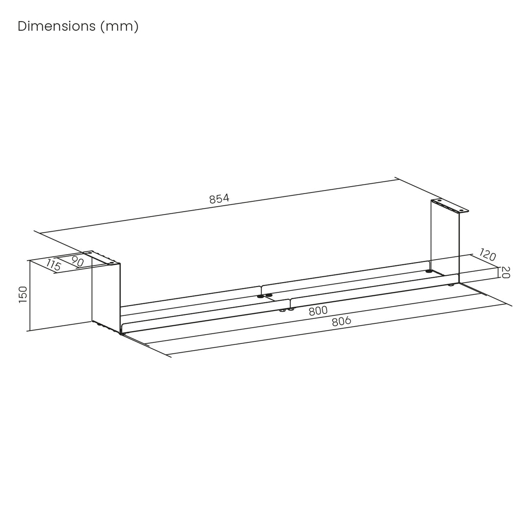 Maclean compact under-desk cable organizer, max load 5kg, white, MC-107 W