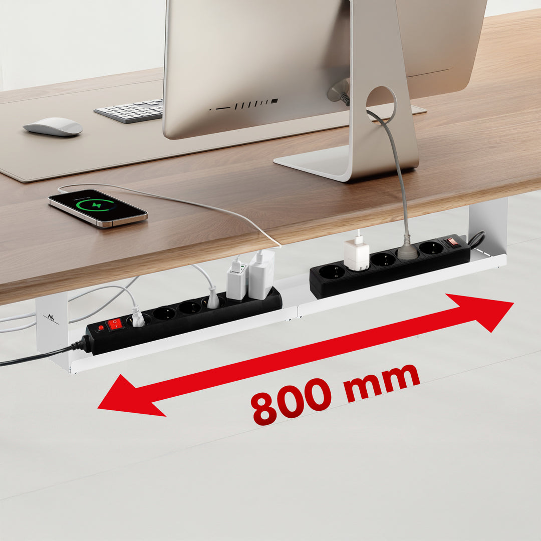 Maclean compact under-desk cable organizer, max load 5kg, white, MC-107 W