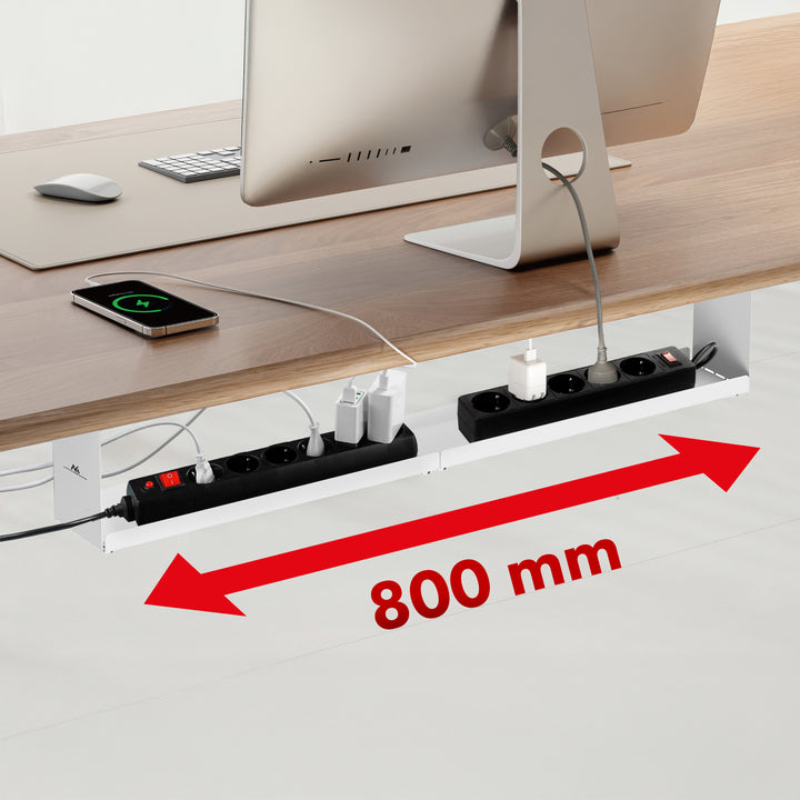 Maclean compact under-desk cable organizer, max load 5kg, white, MC-107 W