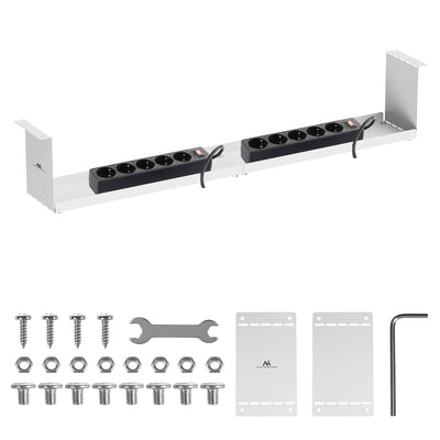 Maclean compact under-desk cable organizer, max load 5kg, white, MC-107 W