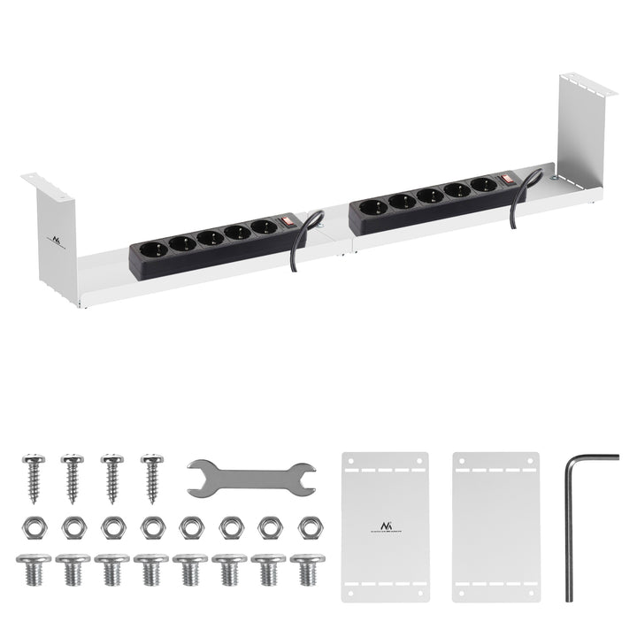 Maclean compact under-desk cable organizer, max load 5kg, white, MC-107 W