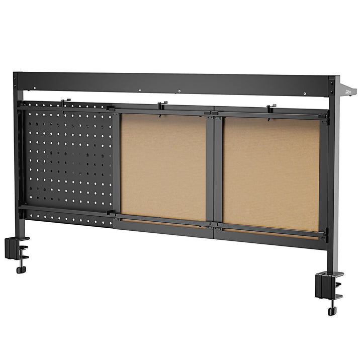 Ergo Office desk divider / organizer, max load 10kg, white and cork board, width 1250mm, black,ER-300 B