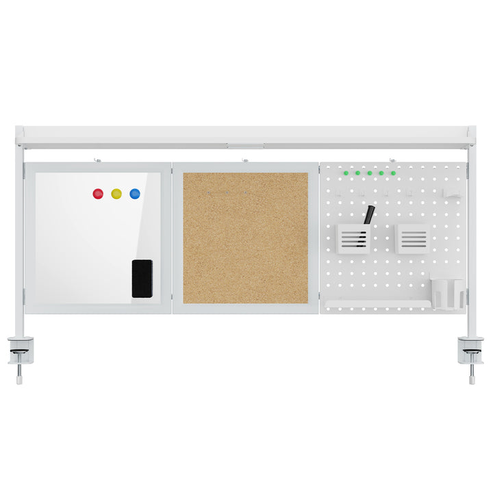 Ergo Office desk divider / organizer, max load 10kg, white and cork board, width 1250mm, white, ER-300 W