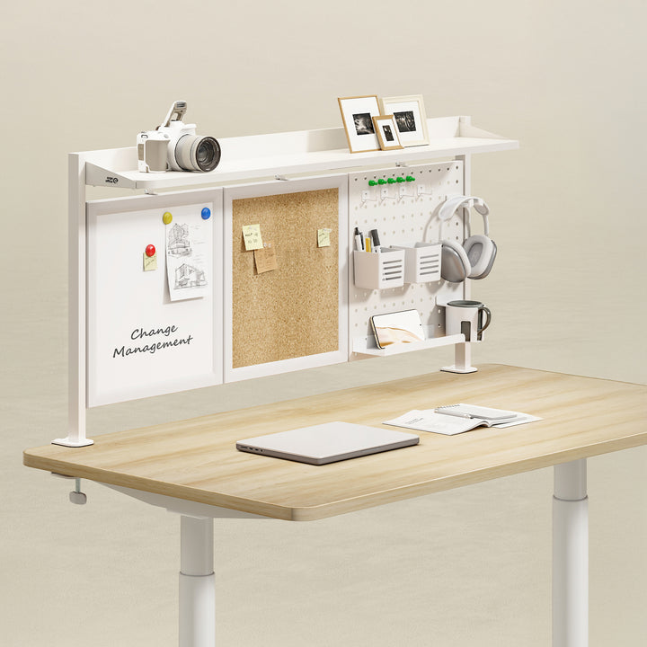 Ergo Office desk divider / organizer, max load 10kg, white and cork board, width 1250mm, white, ER-300 W