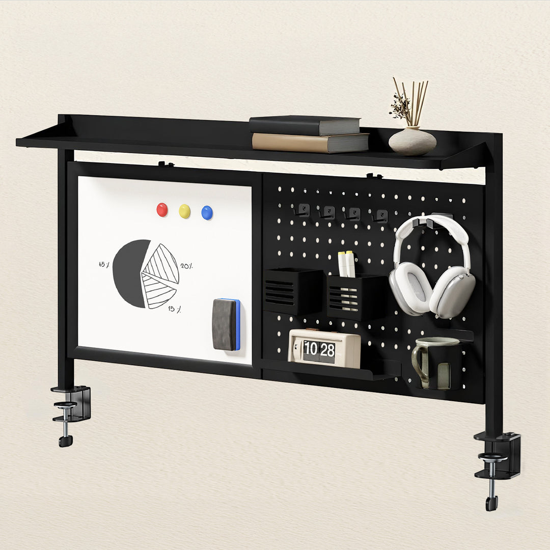 Ergo Office desk divider / organizer, max load 10kg, white board, width 1116mm, black, ER-301 B
