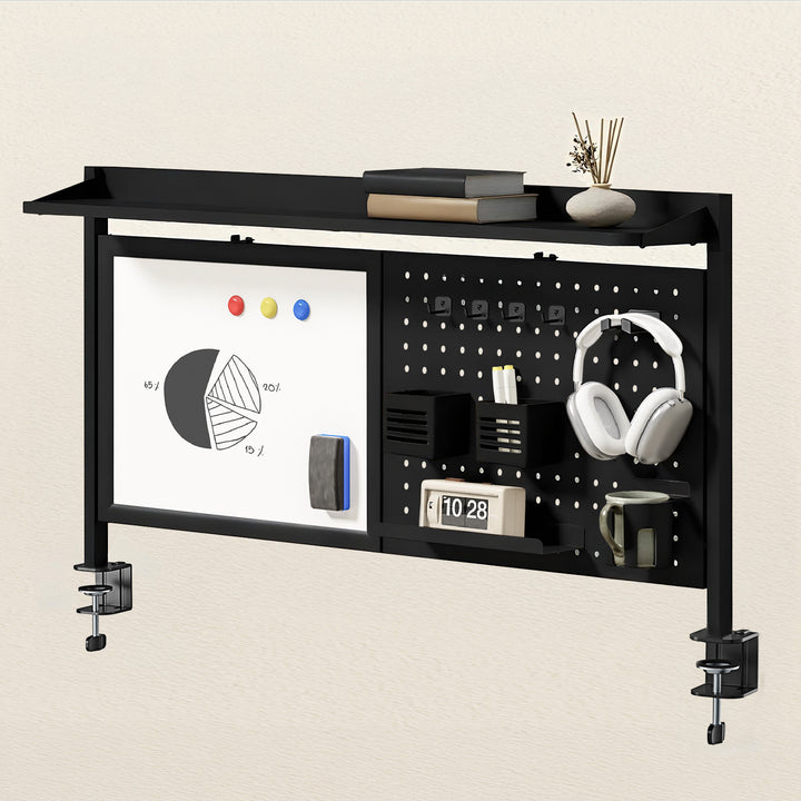 Ergo Office desk divider / organizer, max load 10kg, white board, width 1116mm, black, ER-301 B