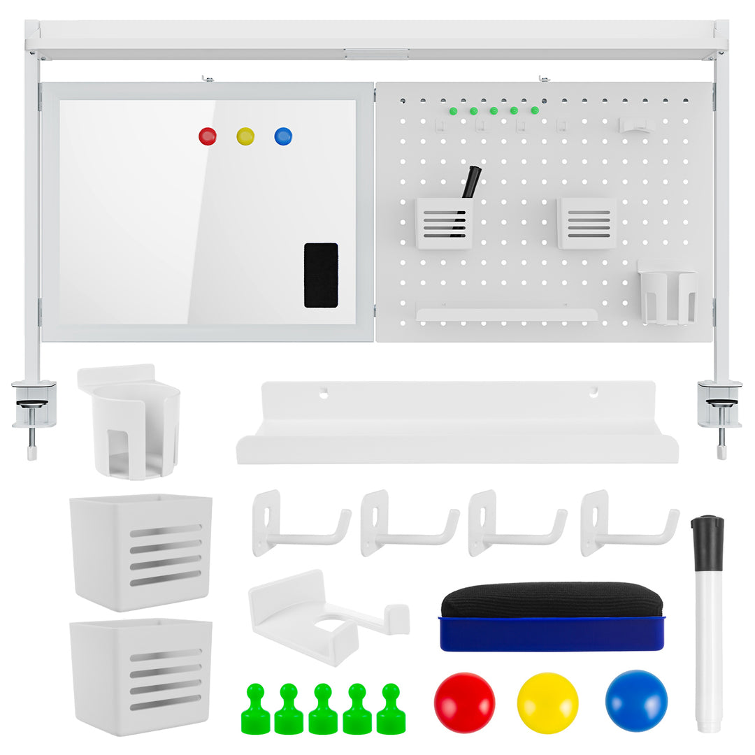 Ergo Office desk divider / organizer, max load 10kg, white board, width 1116mm, white, ER-301 W