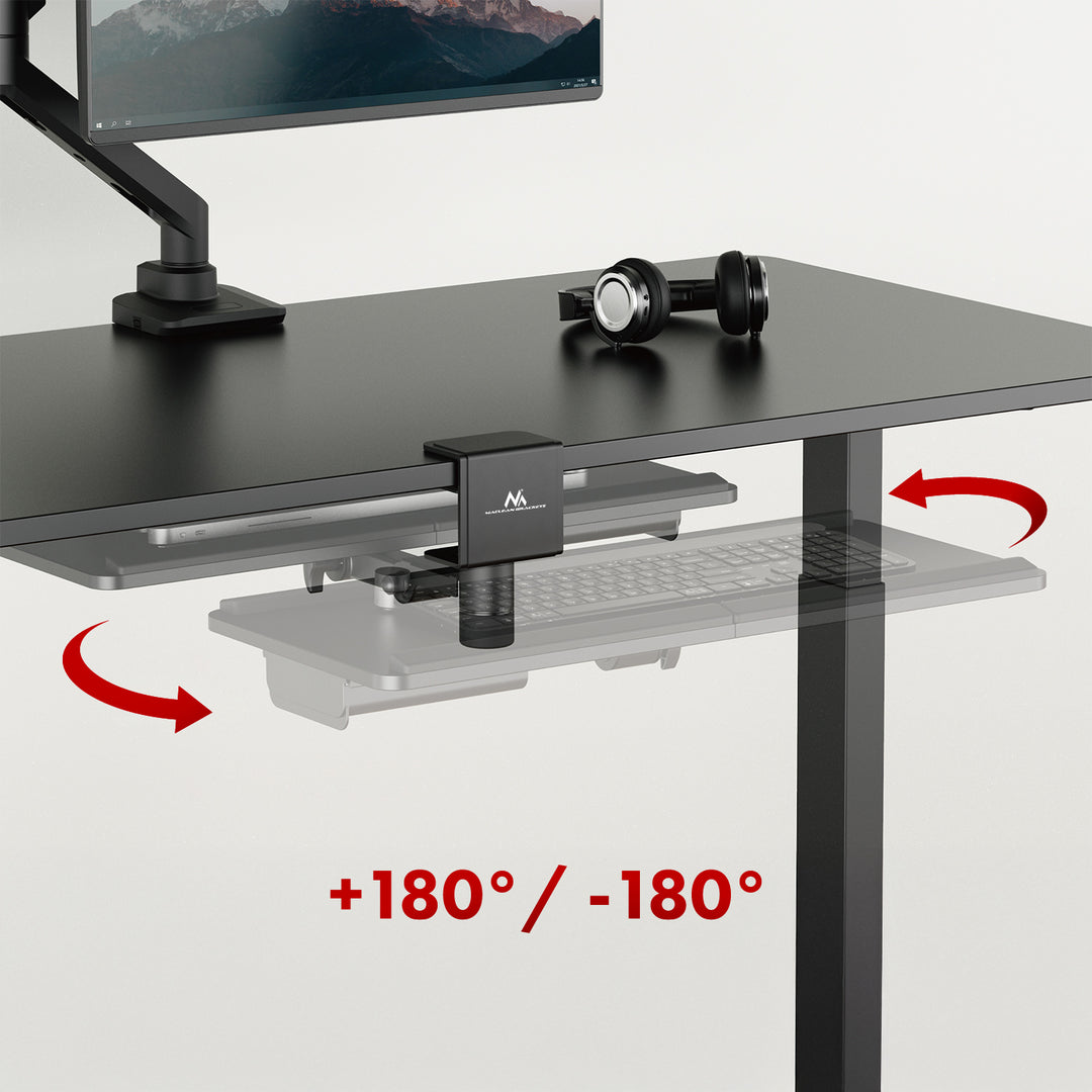 Maclean under-desk keyboard holder, max. load 5kg, horizontal and vertical reg., black, MC-108 B