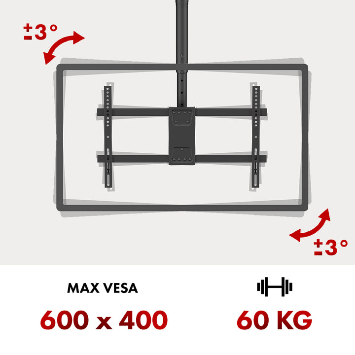 Maclean ceiling mount for TV, max load 60kg, 43-86", max VESA 600x400, MC-112 B