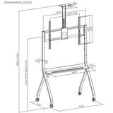 Maclean TV stand / cart, camera shelf, on casters, 55-100", max load 120kg/10kg shelf, max. VESA 900x600, black, MC-114 B