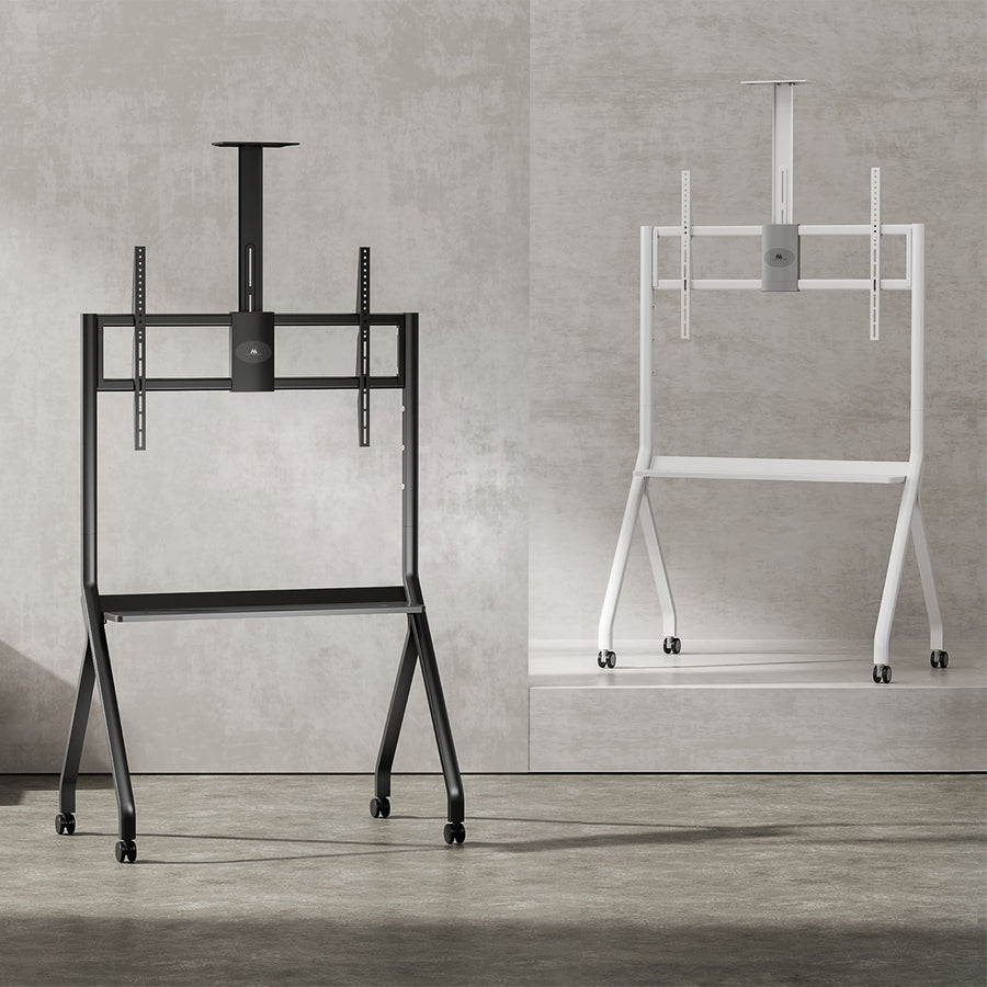 Maclean TV stand / cart, camera shelf, on casters, 55-100", max load 120kg/10kg shelf, max. VESA 900x600, black, MC-114 B