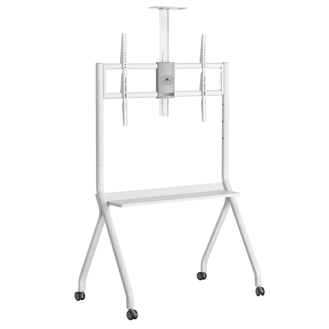 Maclean TV stand / cart, camera shelf, on casters, 55-100", max load 120kg/10kg shelf, max. VESA 900x600, white, MC-114 W