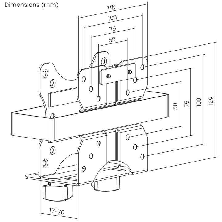 Gléas ríomhaire beag Maclean, raon 17-70mm, comhoiriúnach le VESA, ualach uasta 5kg, dubh, MC-115 B
