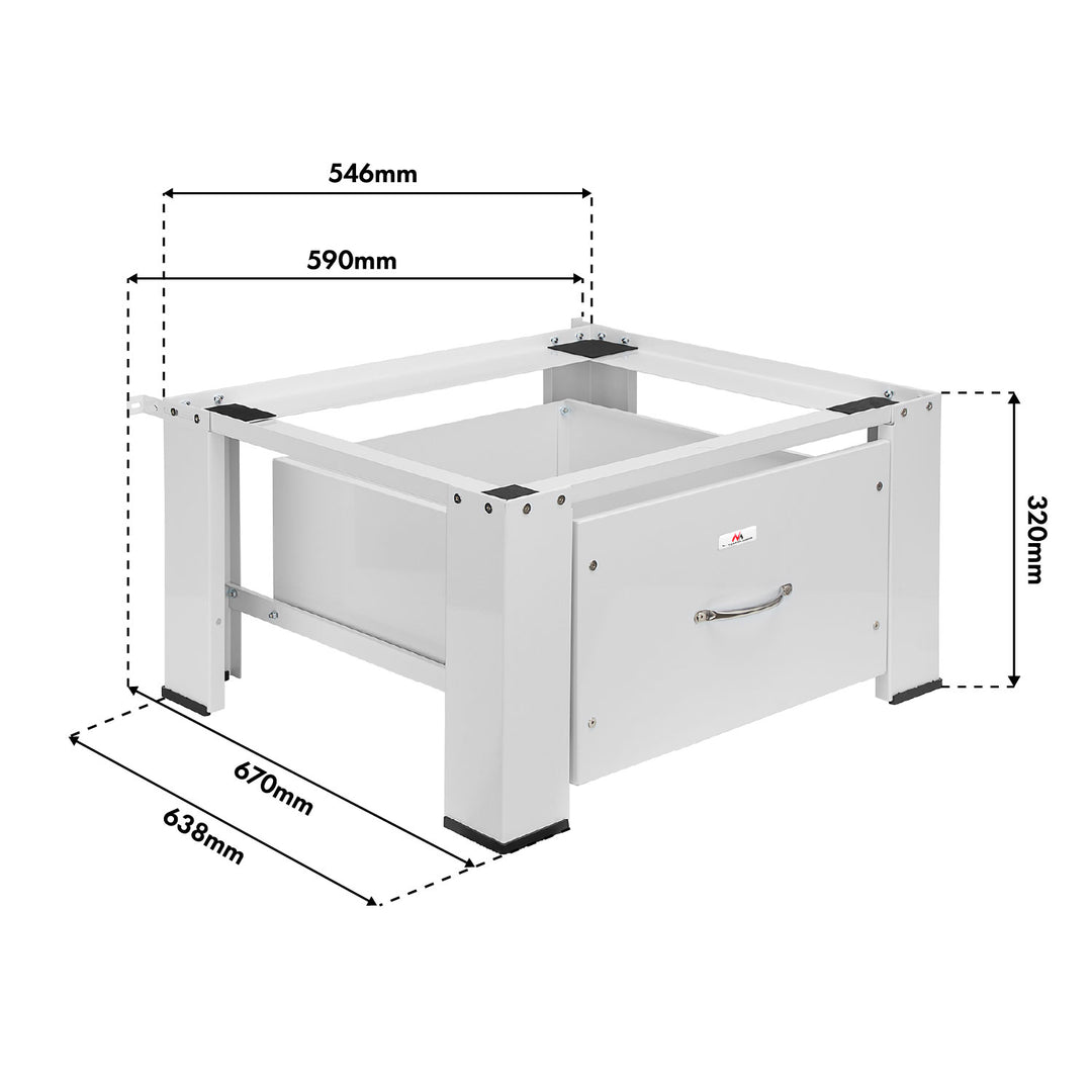 Maclean washer / dryer base with drawer, max load 150kg, white, MC-117 W