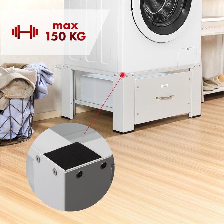 Maclean washer / dryer base with drawer, max load 150kg, white, MC-117 W