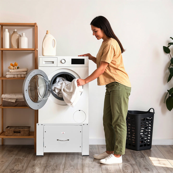 Maclean washer / dryer base with drawer, max load 150kg, white, MC-117 W