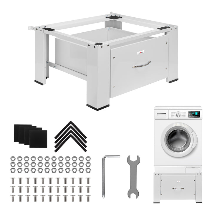 Maclean washer / dryer base with drawer, max load 150kg, white, MC-117 W
