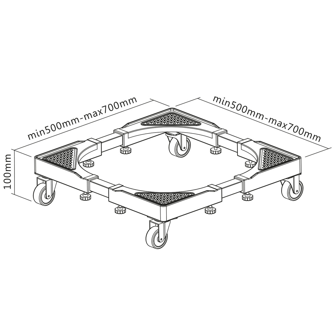 Maclean mobile washing machine base, caster lock, 500-700mm wide, universal, up to 200kg, MC-118 B