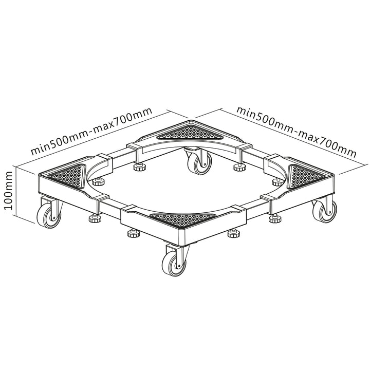 Maclean mobile washing machine base, caster lock, 500-700mm wide, universal, up to 200kg, MC-118 B