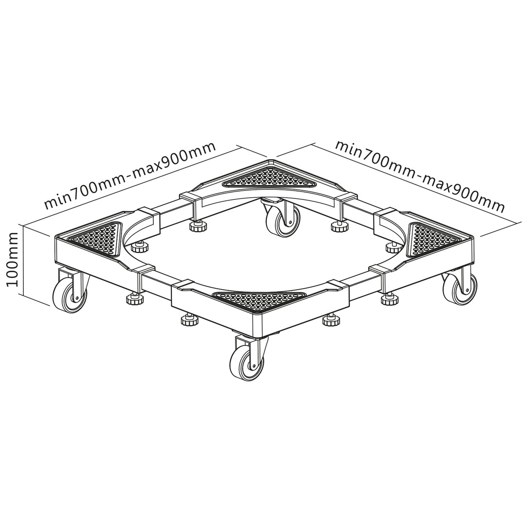 Maclean mobile washing machine stand, caster lock, 700-900mm wide, universal, up to 200kg, MC-119 B