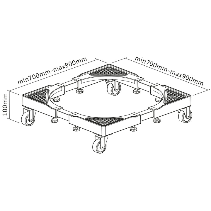 Maclean mobile washing machine stand, caster lock, 700-900mm wide, universal, up to 200kg, MC-119 B