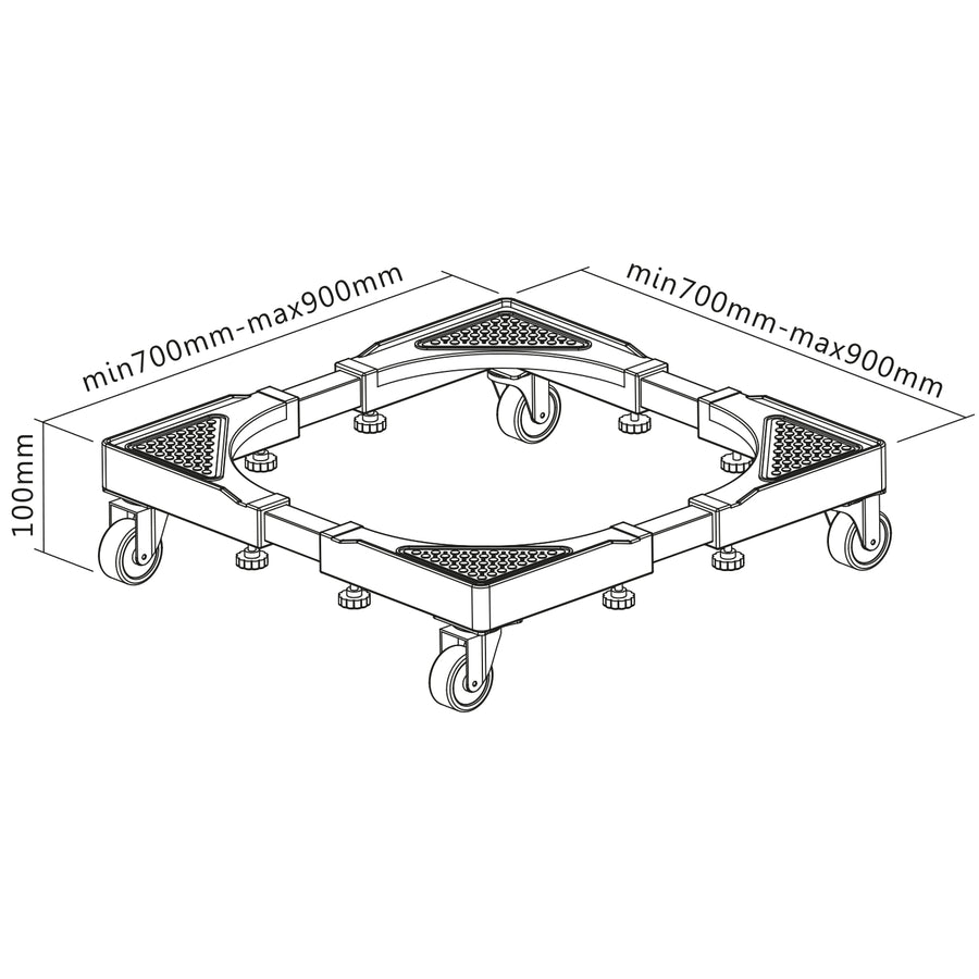 Maclean mobile washing machine stand, caster lock, 700-900mm wide, universal, up to 200kg, MC-119 B
