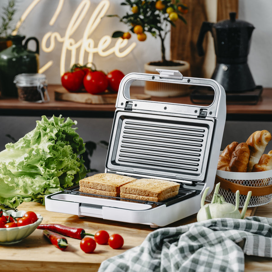 Adler sandwich toaster, contact grill, 1100W, white, AD 3070