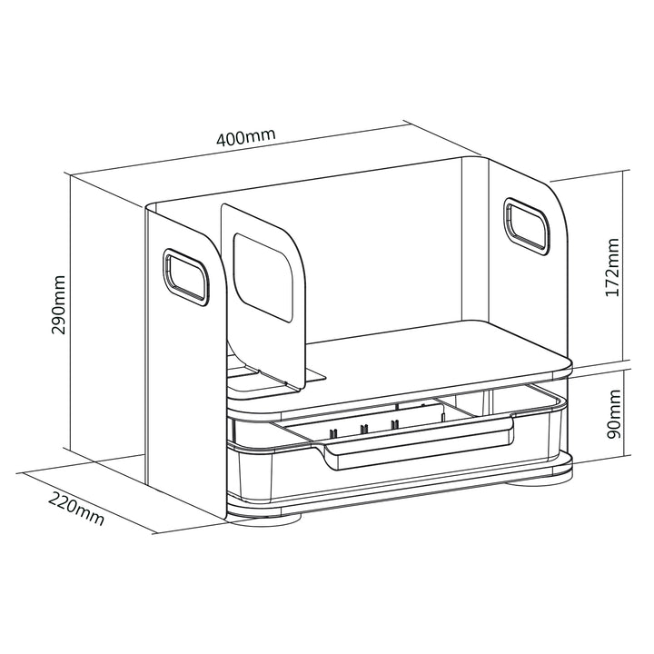 Ergo Office desk organizer with drawer, white, max. 10kg, ER-440 + Under-desk organizer for utensils ER-442