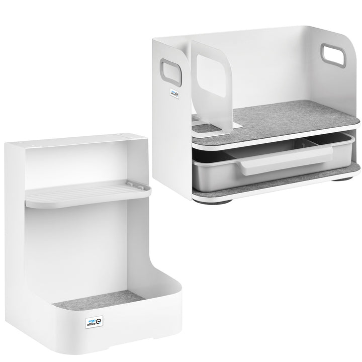 Ergo Office desk organizer with drawer, white, max. 10kg, ER-440 + Under-desk organizer for utensils ER-442