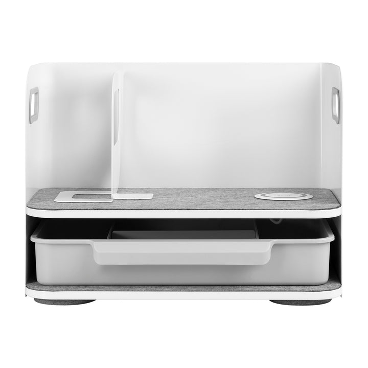 Desk organizer with drawer and wireless charger Ergo Office, white, max. 10kg, ER-441 + Under-desk organizer for office supplies up to 5kg ER-442