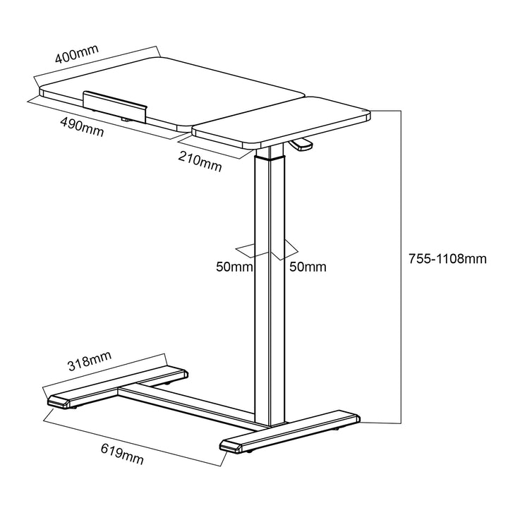 Maclean mobile desk/laptop stand, white, height adjustment 76-109cm, max. 30kg , MC-120 W