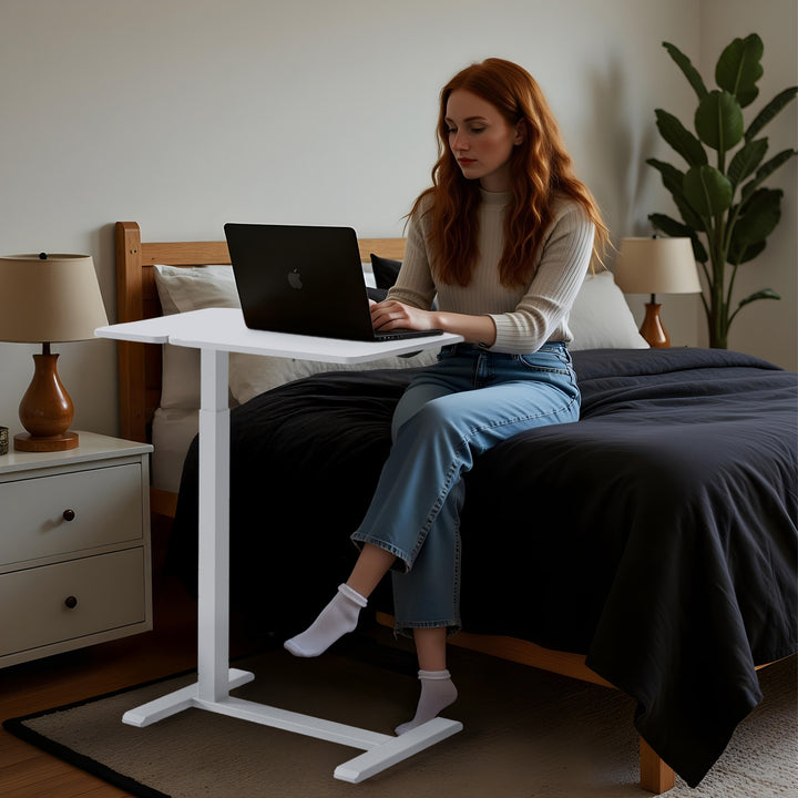 Maclean mobile desk/laptop stand, white, height adjustment 76-109cm, max. 30kg , MC-120 W