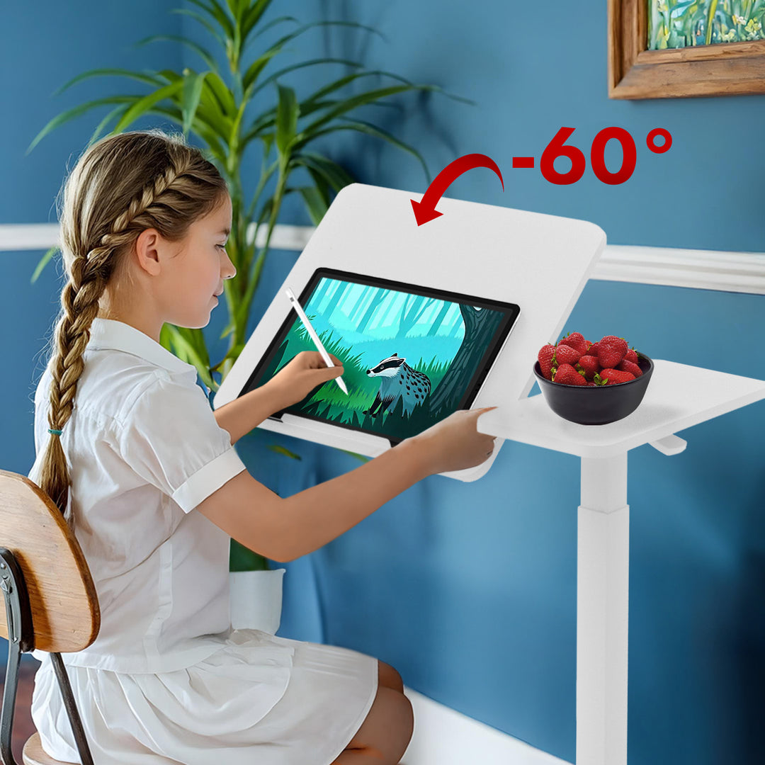 Maclean mobile desk/laptop stand, white, height adjustment 76-109cm, max. 30kg , MC-120 W