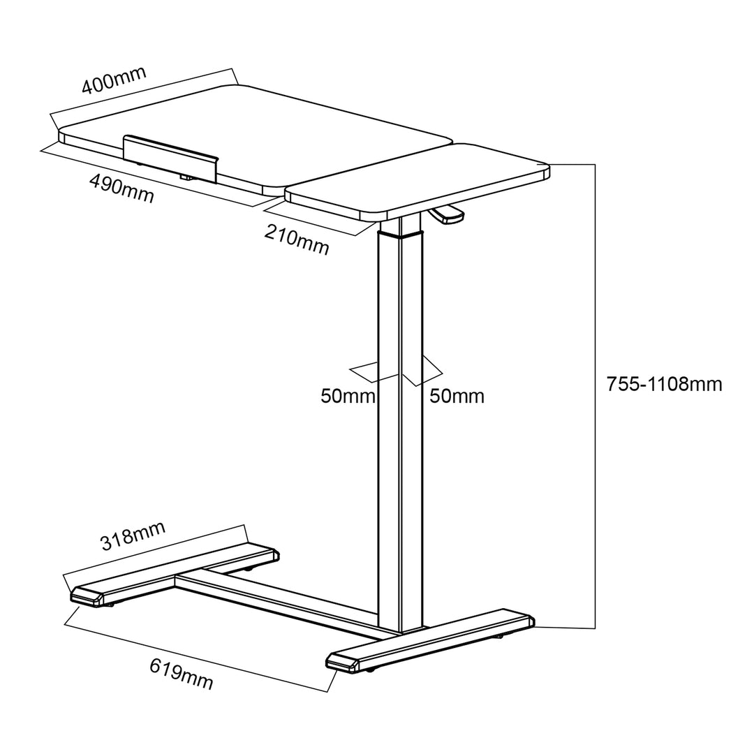 Maclean mobile desk/laptop stand, black, height adjustment 76-109cm, max. 30kg , MC-120 B