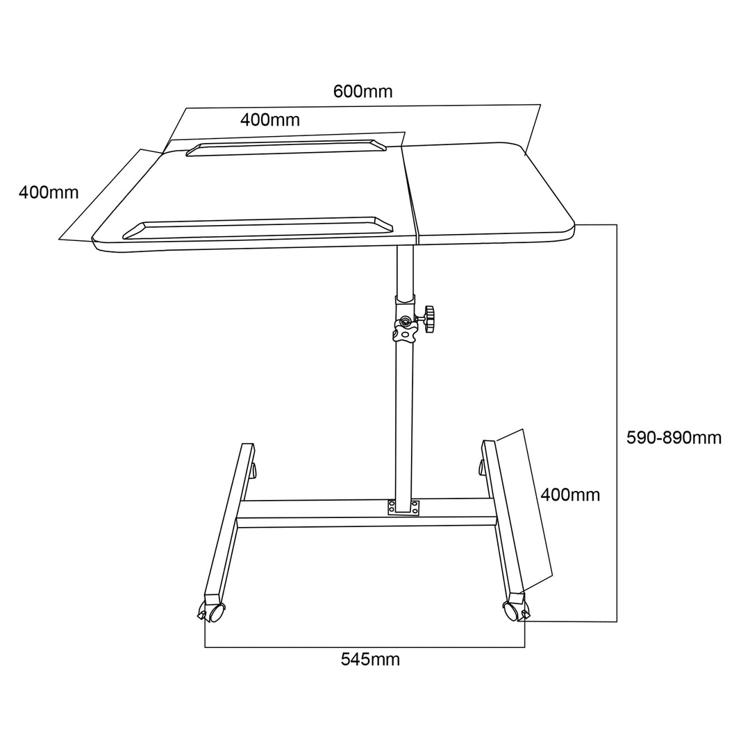 Seasamh deisce/ríomhaire glúine soghluaiste Maclean, bán, coigeartú airde 59-89cm, uasmhéid 30kg, MC-121 W