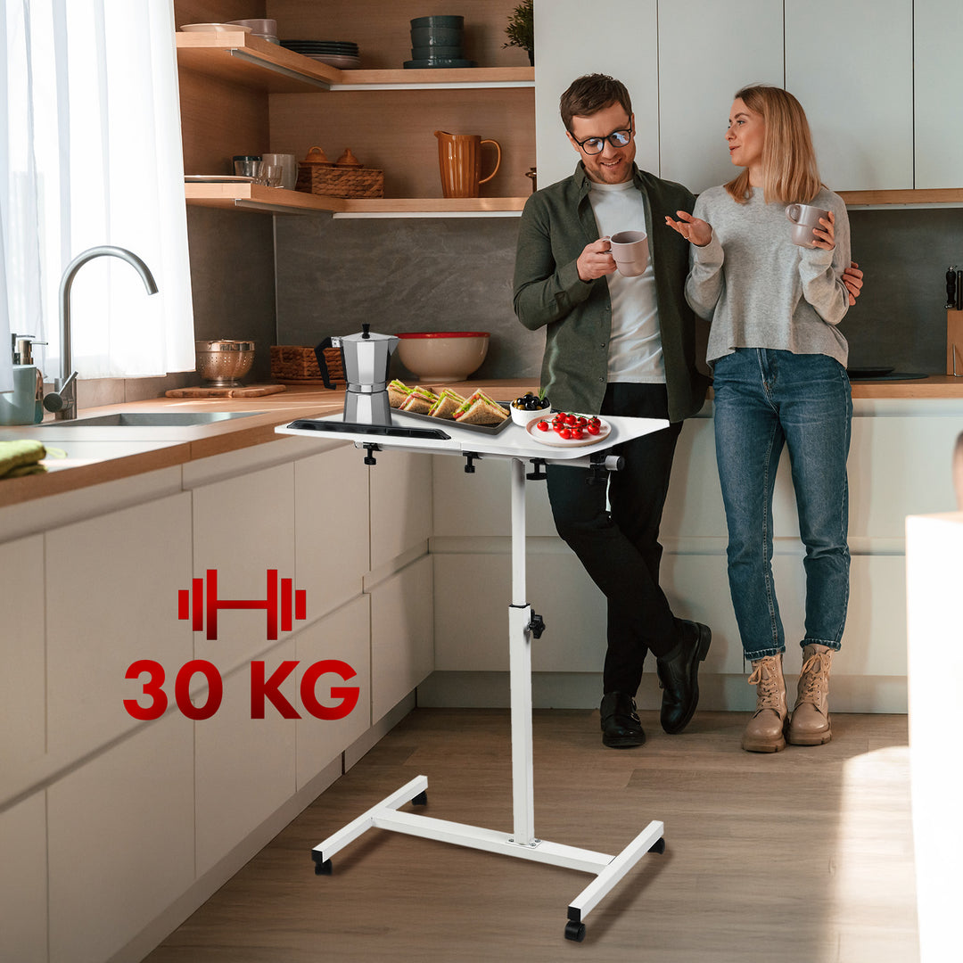 Seasamh deisce/ríomhaire glúine soghluaiste Maclean, bán, coigeartú airde 59-89cm, uasmhéid 30kg, MC-121 W