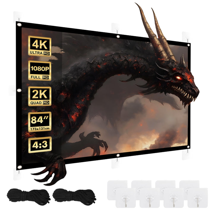 Scáileán teilgean Maclean, 84", 175x131cm, imeall 25mm 4:3, crúcaí teannais, MC-166